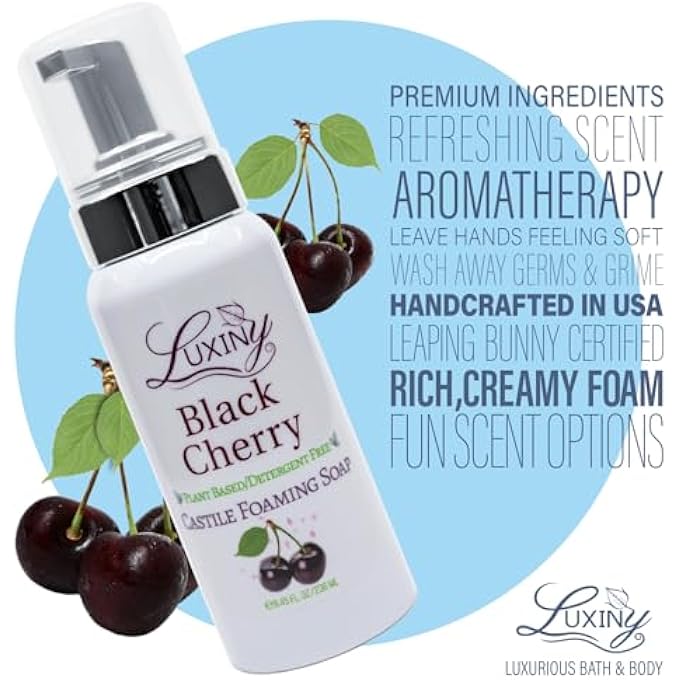Luxiny CASTILE SOAP, LIQUID FOAMING HAND SOAP, HAND WASH FOR THE KITCHEN & BATHROOM, PALM OIL FREE, VEGAN & CRUELTY FREE, MADE IN THE USA, 8.45 OZ., 2 PACK (BLACK CHERRY) - Image 3